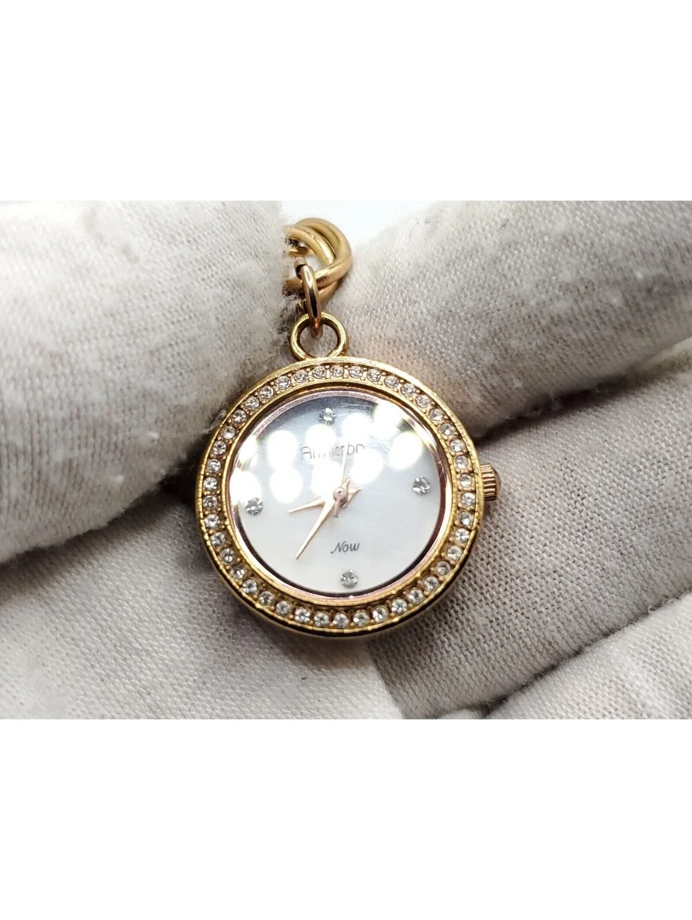 Armitron Now Rose Gold Tone Charm Watch New Battery MOP White Dial 22mm